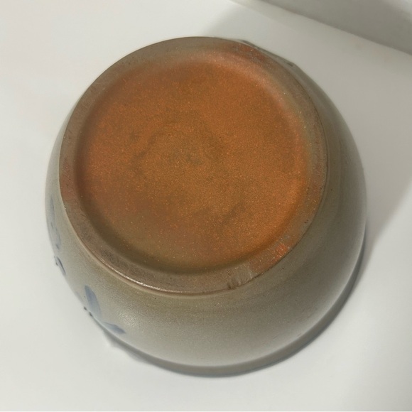 Vintage Rowe Pottery Works Salt Glazed Crock Jar 2002 Blue Gray Holds 4 Cups - Picture 6 of 6